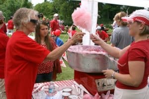 Serving Candy floss in Warkworth to Celebrate Canada Day